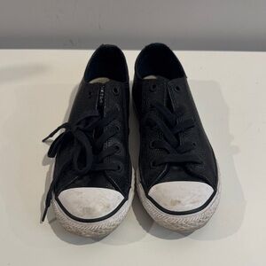 black pebbled leather Converse Chuck Taylor All Star low-top sneakers-youth